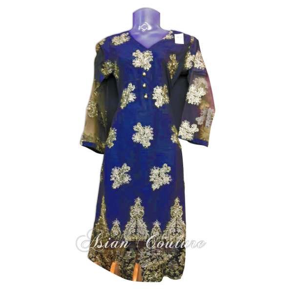 Stunning Blue Embroidered Ready Made Salwar Kameez Suit