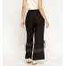 Stunning Black Embroidered Hem Wide Leg Trousers