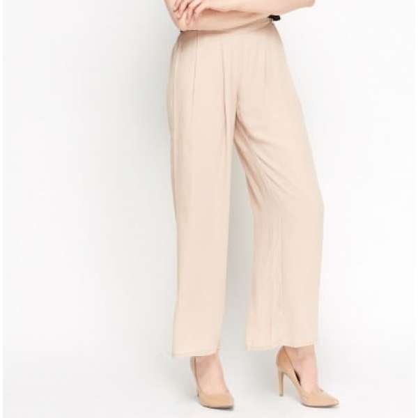 Nude Colour Wide Cropped Trousers