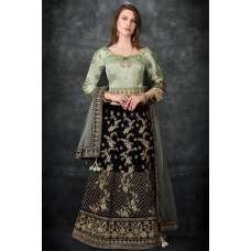 Mint & Navy Blue Embroided Wedding Lehenega Choli