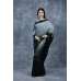 Grey & Black Embroidered Saree Indian Fancy Party Saree
