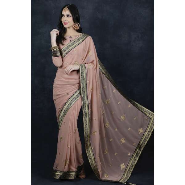 Peach Party Wear Saree Indian Wedding Saree