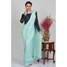 Sea Green & Rama Lycra Indian Ethnic Saree