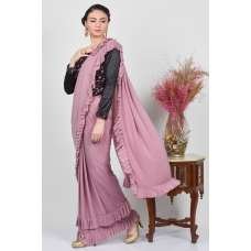 Black & Onion Lycra Frilled Readymade Saree
