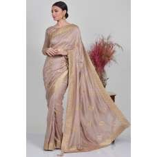 Mauve Embroidered Indian Party Saree