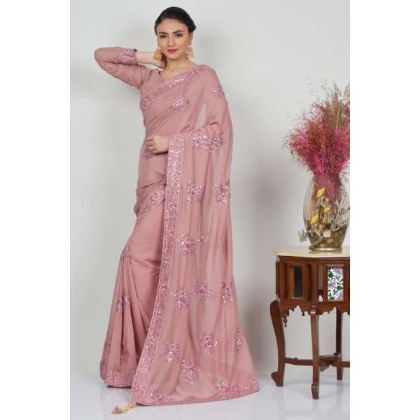 Dusty Pink Modern Indian Style Saree