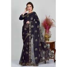 Midnight Blue Shimmering Evening Saree