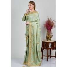 Mint Embroidered Ethnic Saree