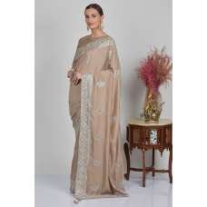 Light Brown Indian Embellished Saree