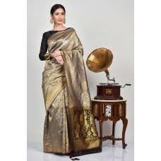 Grey & Black Designer Banarasi Indian Saree
