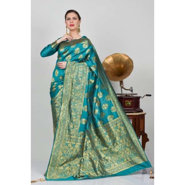 Sea Green Ethnic Banarasi Wedding Saree
