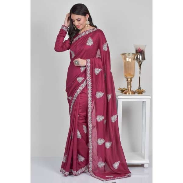 Plum Traditional Silk Saree