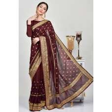 Maroon Pakistani Wedding Saree