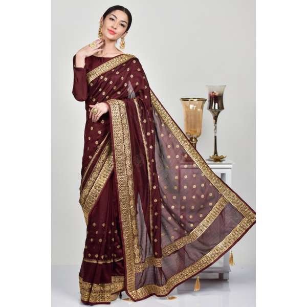 Maroon Pakistani Wedding Saree