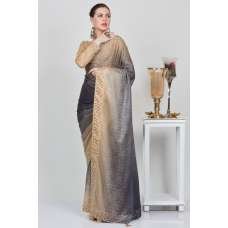 Trendy Grey & Beige Two Tone Party Wear Saree