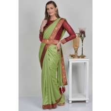 Pista & Maroon Bollywood Indian Designer Saree