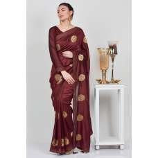 Dark Maroon Traditional Ready To Wear Saree