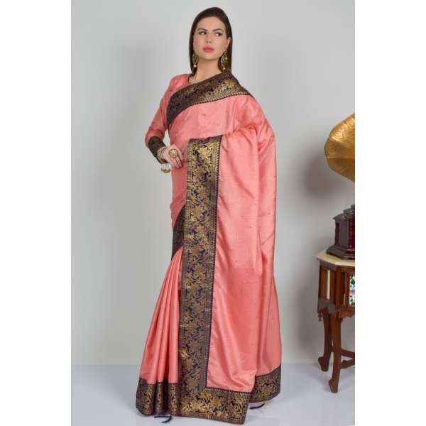Coral Silk Indian Festive Saree