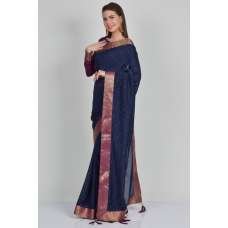 Navy Blue & Purple Wedding Party Saree