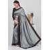 Grey Designer Saree With Black Blouse