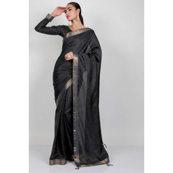 Luxurious Black Eastern Silk Saree