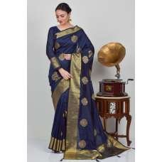 Navy Blue Ethnic Designer Banarasi Saree