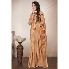 Dark Gold Luxurious Indo Western Style Saree