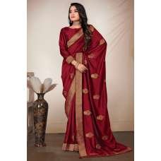 Maroon Embroidered Indian Festive Saree Maroon Embroidered Indian Festive Saree