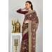 Dark Maroon Embroidered Bridal Saree