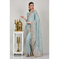 Sky Blue Embellished Wedding Saree Sky Blue Embellished Wedding Saree