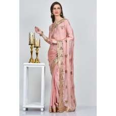 Light Pink Satin Chiffon Indian Party Saree Light Pink Satin Chiffon Indian Party Saree
