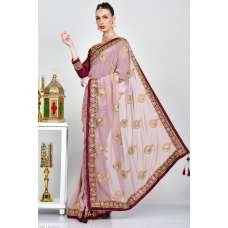 Mauve Maroon Designer Indian Ethnic Saree