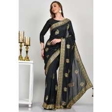 Dark Grey Indian Ethnic Evening Wear Saree Dark Grey Indian Ethnic Evening Wear Saree