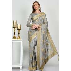 Light Grey Indian Designer Fancy Saree Light Grey Indian Designer Fancy Saree