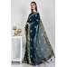 Petrol Blue Embroidered Evening Party Saree