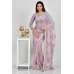 Lavender Floral Printed Pakistani Designer Saree