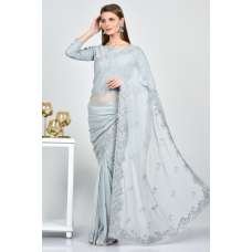 Light Grey Exquisitely Embellished Saree