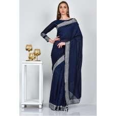 Navy Blue Indian Style Evening Saree
