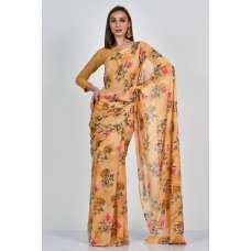 Beige Floral Printed Designer Saree Beige Floral Printed Designer Saree