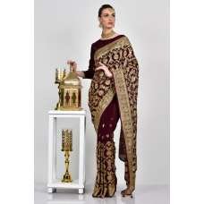 Maroon Heavy Embellished Pakistani Bridal Saree