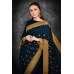 Peacock Blue & Gold Border Designer Party Wear Saree