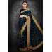 Peacock Blue & Gold Border Designer Party Wear Saree