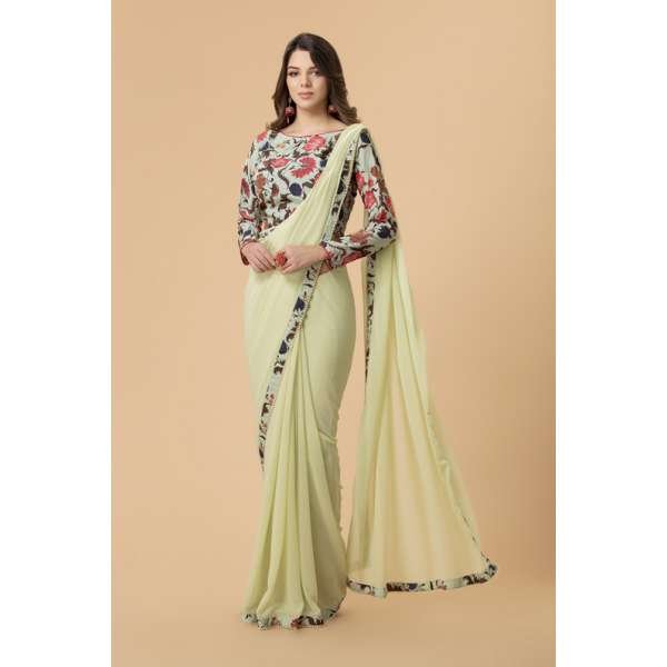ZACS-702 MINT PRINTED DESIGNER READY MADE SAREE