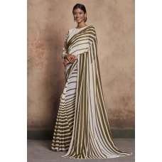 ZACS-725 CREAM AND MEHNDI INDIAN DESIGNER PARTY WEAR READY MADE SAREE