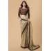 ZACS-726 BEIGE AND BROWN BANARSI SILK INDIAN WEDDING SAREE