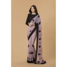 ZACS-730 MAUVE AND BLACK BLOUSE READY MADE EVENING SAREE