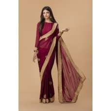 MAROON GEORGETTE SAREE WITH RICH GOLD BORDER MAROON GEORGETTE SAREE WITH RICH GOLD BORDER