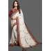 BRILLIANT WHITE & MAROON EMBROIDERED BLOUSE PAKISTANI WEDDING SAREE