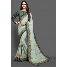 ZAC20-05 PISTA GREEN INDIAN WEDDING SAREE