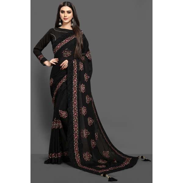 ZAC20-03 Black Evening Wear Readymade Saree